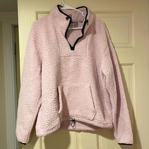 PINK Victoria secret light pink sherpa quarter zip with front pocket